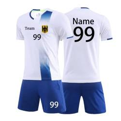 Personifizieren Trikot Kinder Erwachsene Shirt und Short mit Name Team Nummer Logo - Fussballtrikot Jungs Mädchen (Weiß) von HDSD