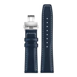 HDTVTV 23mm Leder Uhren -Band -Ersatz -Uhrengurt für Männer und Frauen, Blaue silberne Schnalle, 20mm von HDTVTV