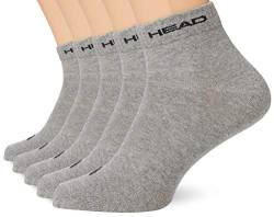 HEAD 5 Pairs Unisex Quarter Sport Socks Grey 6-8 (39-42) von HEAD