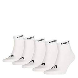 HEAD 5 Pairs Unisex Quarter Sport Socks White 2.5-5 (35-38) von HEAD