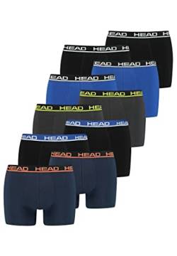 HEAD Basic Boxer Shorts Herren Unterwäsche Unterhose 10 er Pack, Farbe:Black/Black Blue/Phantom Lime/Blue Orange/Blue Black, Bekleidungsgröße:M von HEAD