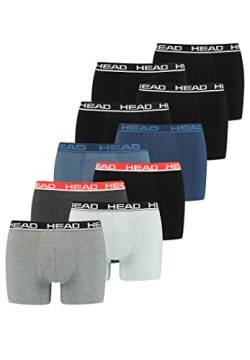 HEAD Basic Boxer Shorts Herren Unterwäsche Unterhose 10 er Pack, Farbe:Black/Blue Heaven/Grey Red/Grey Combo, Bekleidungsgröße:M von HEAD
