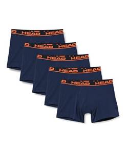 HEAD Herren Basic Boxers Boxer Shorts (5er Pack), peacoat / orange, XL von HEAD