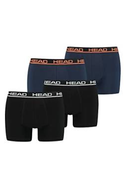 HEAD Herren Boxershorts 841001001 4er Pack, Farbe:Black/Blue Orange, Bekleidungsgröße:M von HEAD