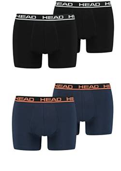 HEAD Herren Boxershorts Unterhosen 4P (Black/Blue Orange, XL) von HEAD