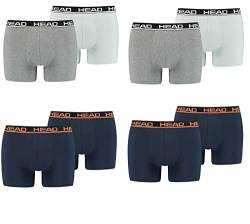 HEAD Herren Boxershorts Unterwäsche 8P (Grey Combo/Blue Orange, M) von HEAD