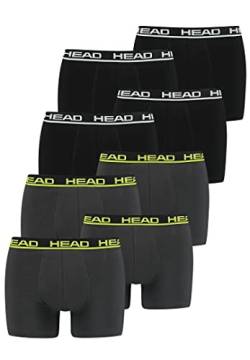 HEAD Herren Boxershorts im 8er Pack ohne Eingriff 841001001, Farbe:Black/Phantom Lime, Bekleidungsgröße:M von HEAD