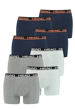 HEAD Herren Boxershorts im 8er Pack ohne Eingriff 841001001, Farbe:Grey Combo/Blue Orange, Bekleidungsgröße:M von HEAD