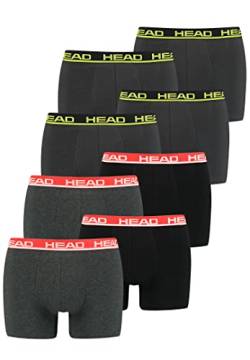 HEAD Herren Boxershorts im 8er Pack ohne Eingriff 841001001, Farbe:Phantom Lime/Grey Red, Bekleidungsgröße:L von HEAD