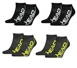 HEAD Herren Damen Performance Sneaker Socken Füsslinge 8P (Black/Dark Grey Lime, 39-42) von HEAD