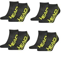 HEAD Herren Damen Performance Sneaker Socken Füsslinge 8P (Dark Grey/Lime, 39-42) von HEAD