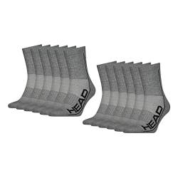 HEAD Herren Damen Performance Sportsocken Short Crew Cotton Blend Socks 6 Paar, Farbe:Grau, Größe:43-46, Artikel:-011 grey von HEAD