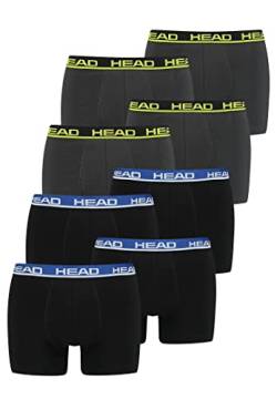 HEAD Men Boxershort 841001001 Basic Boxer 8er Pack, Farbe:Phantom Lime/Black Blue, Bekleidungsgröße:L von HEAD
