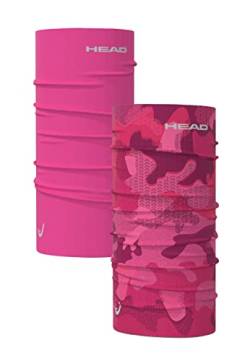 HEAD Original Tube Camouflage/Plain, Multifunktionstuch 2er Pack (Pink) Onesize Unisex Schlauchschal Herren Damen Winter Neckwarmer Winddicht Skifahren Radfahren UV Schutz Schlauchtuch von HEAD