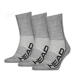 HEAD Unisex-Adult Performance Short Crew Socks, Grey, 39/42,3er Pack von HEAD