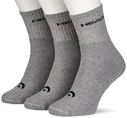 HEAD Unisex-Adult Unixex Short Crew Socks, Grey, 43/46 von HEAD