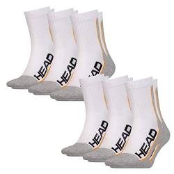 HEAD Unisex Performance Short Crew Sportsocken 6er Pack 35-38 39-42 43-46, Größe:35/38, Farbe:White/Grey (062) von HEAD