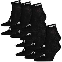 HEAD Unisex Quarter Sportsocken 12er Pack, Größe:43/46, Farbe:Black (200) von HEAD