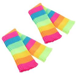 HEALLILY Regenbogen-Strick-Beinstulpen für den Winter, gehäkelt, lange Stiefelsocken, gestrickte Beinstütze, warme lange Beinmanschetten für Frauen und Mädchen, Sport-Yoga-Zubehör von HEALLILY