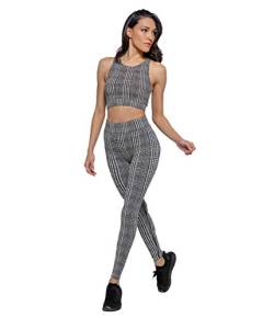 HEART and SOUL Damen Leggings Donna-Houndstooth Sportgamaschen, Black, M von HEART and SOUL