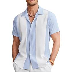 HEARTTOUCH Herren Bowling Shirt 50er Vintage Retro Hemd Rockabilly Freizeithemd Button Down Hemd Sommerhemd Kurzarmhemd S-3XL (357,L,L) von HEARTTOUCH