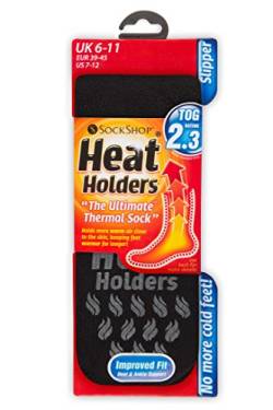 HEAT HOLDERS® - Herren rutschfeste Socken/Strümpfe, Farbe Schwarz Mit Grauem Griff, Größe 39-45 von HEAT HOLDERS