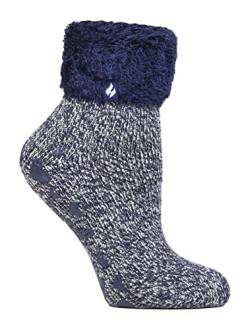 HEAT HOLDERS - 1 Paar Bettsocken Damen Stoppersocken ABS Antirutsch Kuschelsocken Socken (HHL06 Navy) von HEAT HOLDERS