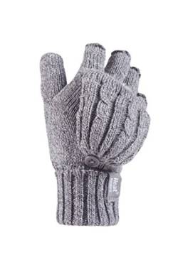 HEAT HOLDERS Damen 1 Paar 2.3 Tog Heatweaver Garn Fingerlose Handschuhe mit Konverter Mitt Light Grey von HEAT HOLDERS