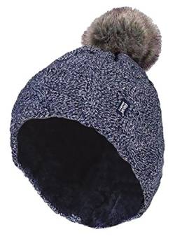 HEAT HOLDERS - Damen Bunt Muster Winter Outdoor Fleece Warm Wintermütze/Beanie Mütze mit Pompon Bommel (Einheitsgröße, Blau) von HEAT HOLDERS