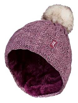 HEAT HOLDERS - Damen Bunt Muster Winter Outdoor Fleece Warm Wintermütze/Beanie Mütze mit Pompon Bommel (Einheitsgröße, Rose) von HEAT HOLDERS