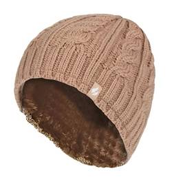 HEAT HOLDERS - Damen Mütze mit Fleecefutter für Winter und Herbst | Strick Beanie mit Warm Fleece (Einheitsgröße, Beige) von HEAT HOLDERS