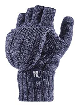 HEAT HOLDERS - Damen Thermo Fingerlose Handschuhe mit Fäustlinge Kappe | Winter Handschuhe mit Plüsch Fleecefutter (Einheitsgröße, Blau) von HEAT HOLDERS