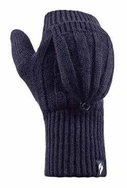 HEAT HOLDERS - Damen Thermo Fingerlose Handschuhe mit Fäustlinge Kappe | Winter Handschuhe mit Plüsch Fleecefutter (Einheitsgröße, Marine) von HEAT HOLDERS