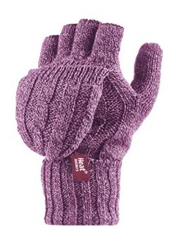 HEAT HOLDERS - Damen Thermo Fingerlose Handschuhe mit Fäustlinge Kappe | Winter Handschuhe mit Plüsch Fleecefutter (Einheitsgröße, Rosa) von HEAT HOLDERS