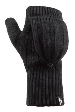 HEAT HOLDERS - Damen Thermo Fingerlose Handschuhe mit Fäustlinge Kappe | Winter Handschuhe mit Plüsch Fleecefutter (Einheitsgröße, Schwarz) von HEAT HOLDERS