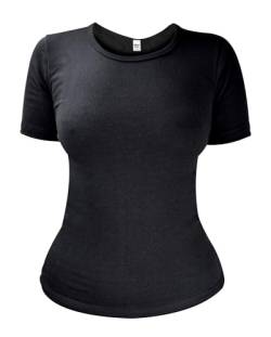 HEAT HOLDERS - Damen Thermo Innenfleece Outdoor 1/2 Arm Kurzarm Unterhemd mit Feinripp (36-38, Schwarz) von HEAT HOLDERS