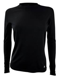 HEAT HOLDERS Damen Thermo T Shirt Langarm Innenfleece Unterziehshirt Winter, Outdoor Warm Unterhemd (L, Schwarz) von HEAT HOLDERS