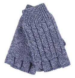 HEAT HOLDERS - Damen Thermo Winter Strick Fingerlos Handschuhe mit Plush Fleece Gefüttert (One Size, Blau) von HEAT HOLDERS