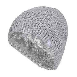 HEAT HOLDERS - Damen Winter Warm Strick Beanie/Mütze mit Fleecefutter (One Size, Light Grey (Nora)) von HEAT HOLDERS