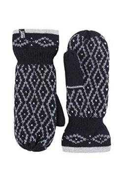 HEAT HOLDERS - Damen winter bunt fleece gestrickt strick fäustlinge handschuhe mit innenfutter (One size, Black) von HEAT HOLDERS