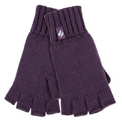 HEAT HOLDERS Handschuhe Fingerlos Damen Warm für Winter Bunt Thermo Handschuhe Ohne Finger mit Fleece Gefüttert (Einheitsgröße, Lila solider) von HEAT HOLDERS