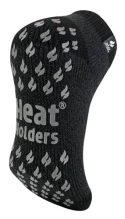 HEAT HOLDERS - Herren 2.3 TOG Winter Warm Schick Knöchelsocken Dicke Socken Anti Rutsch Thermo Socken mit Griff (45-50 EU, LC Black/Charcoal) von HEAT HOLDERS