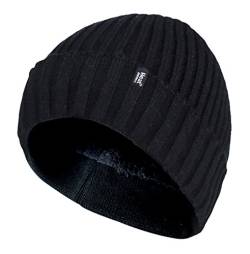 HEAT HOLDERS - Herren Acryl Innen Fleece Winter Beanie Strickmütze mit Umschlag (Schwarz (Tor), One Size) von HEAT HOLDERS