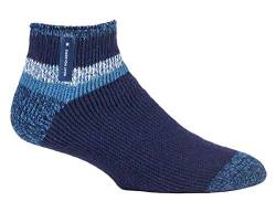 HEAT HOLDERS - Herren Flauschig Innenfell Uni und Gestreift Bettsocken/Kuschelsocken für Zuhause (Navy Block Stripe (Aubin), 39-45 EU) von HEAT HOLDERS