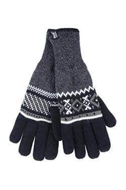 HEAT HOLDERS - Herren Winter Fleece Strick Elegant Gestreift Handschuhe (Schwarz (Karlstad), S/M) von HEAT HOLDERS