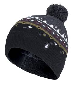 HEAT HOLDERS - Herren Winter Thermo Innenfleece Gefüttert Strickmütze Beanie Mit Bommel (Einheitsgröße, Schwarz) von HEAT HOLDERS