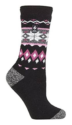 HEAT HOLDERS Lite - Damen Dünn Bunt Muster Motiv Thermosocken für Geschenk | Socken für Winter (37-40, Black (Lima)) von HEAT HOLDERS