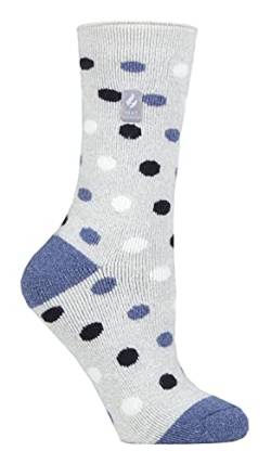 HEAT HOLDERS Lite - Damen Dünn Bunt Muster Motiv Thermosocken für Geschenk | Socken für Winter (37-40, Hellgrau/Denim (Malaga)) von HEAT HOLDERS