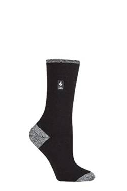 HEAT HOLDERS SOCKSHOP Damen 1.0 TOG Ultralite Streifend, Argyle & Gemustert Socken Packung 1 (DE/NL/SE/PL, Numerisch, 37, 42, Regular, Regular, Oia Ferse & Zehe Schwarz/Weiß) von HEAT HOLDERS