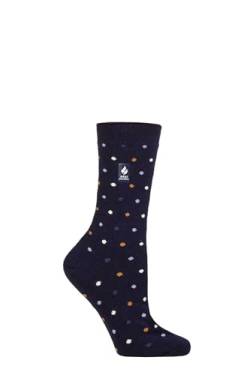 HEAT HOLDERS SOCKSHOP Damen 1.0 TOG Ultralite Streifend, Argyle & Gemustert Socken Packung 1 (DE/NL/SE/PL, Numerisch, 37, 42, Regular, Regular, Turlan Punkte Marine/Dämmerungsblau) von HEAT HOLDERS